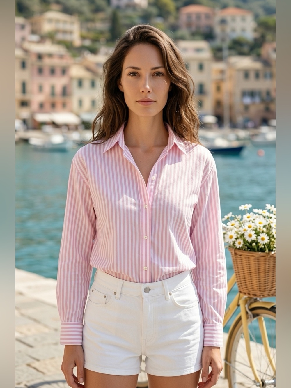 beachlunchlounge Pink and White Striped Shirt | 100% cotton | Button Down